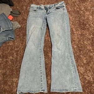 American Eagle light wash blue flare jeans